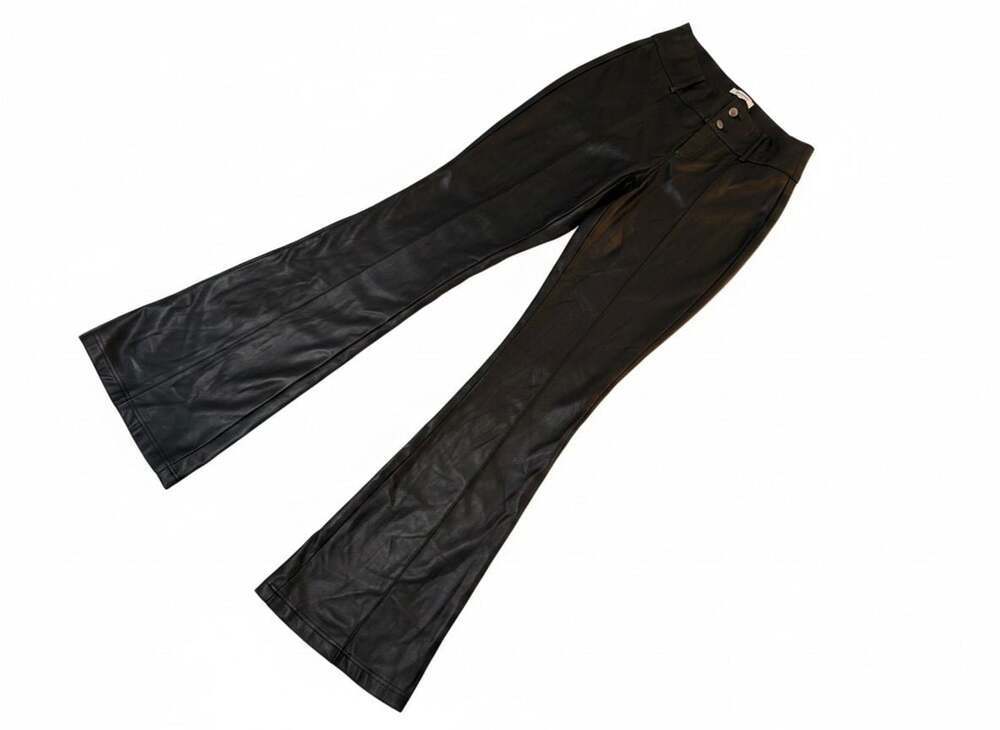 Garage Black Faux Leather High Rise Flare Pants | Size XS - Picture 2 of 11